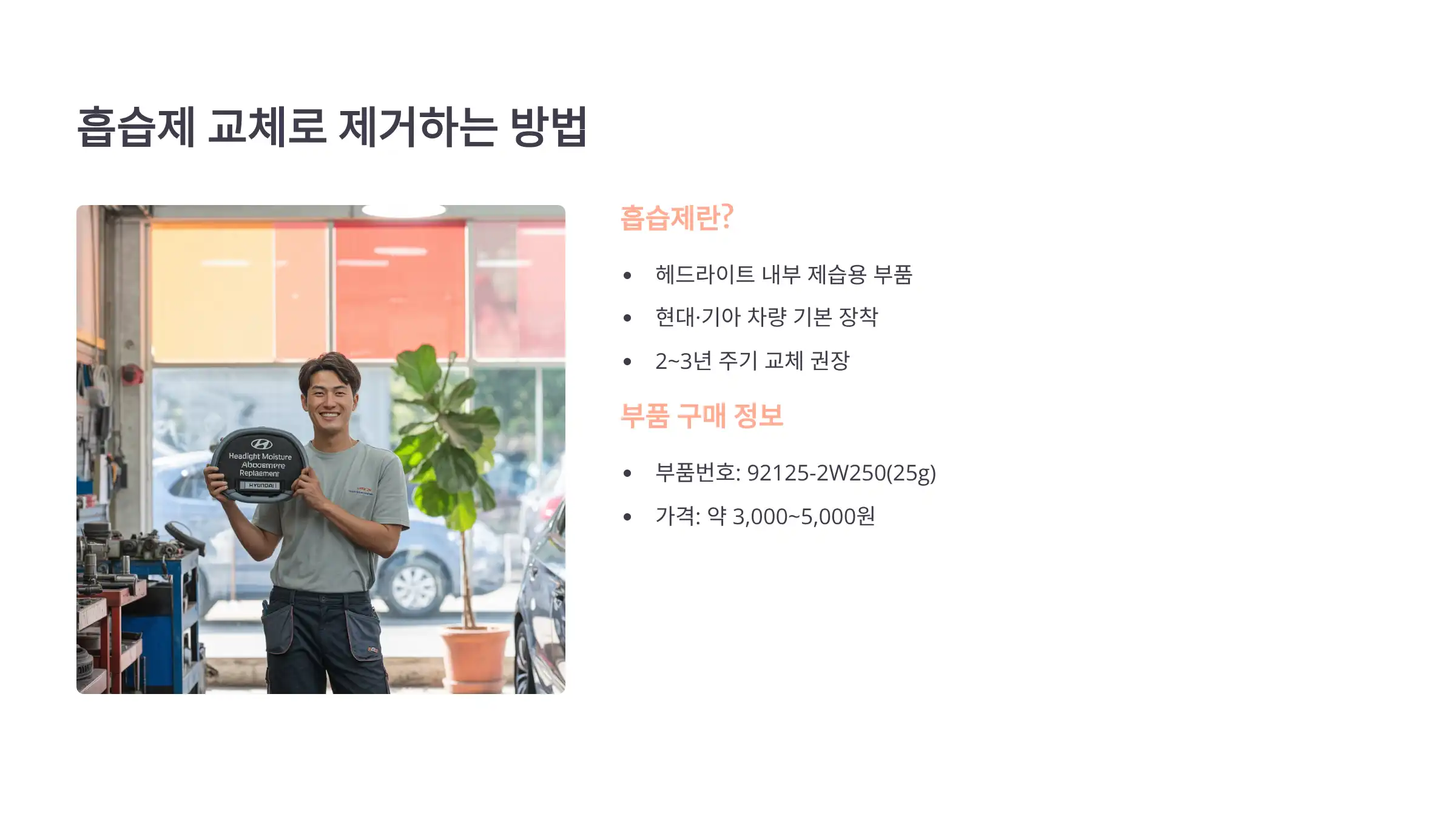 흡습제(모이스처 업소번트) 교체로 제거하는 방법