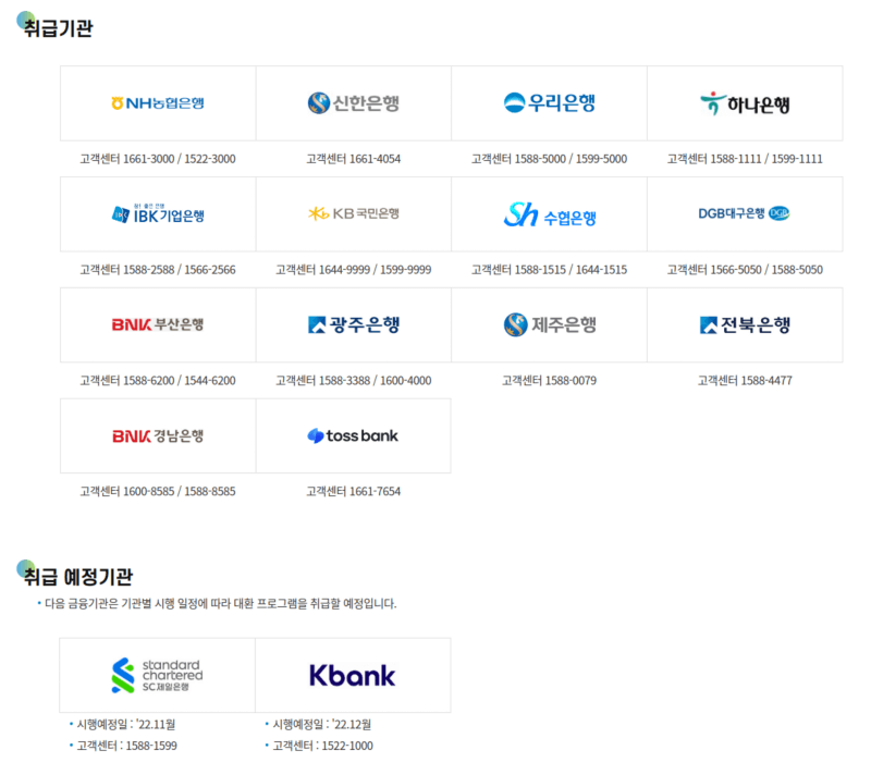 대환 프로그램 취급기관