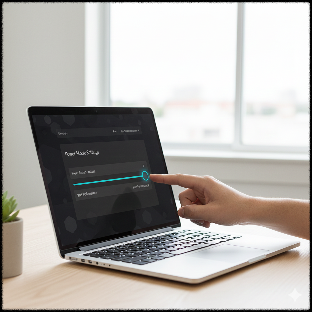 Windows 전원 설정 페이지에서 조정을 하는 모습