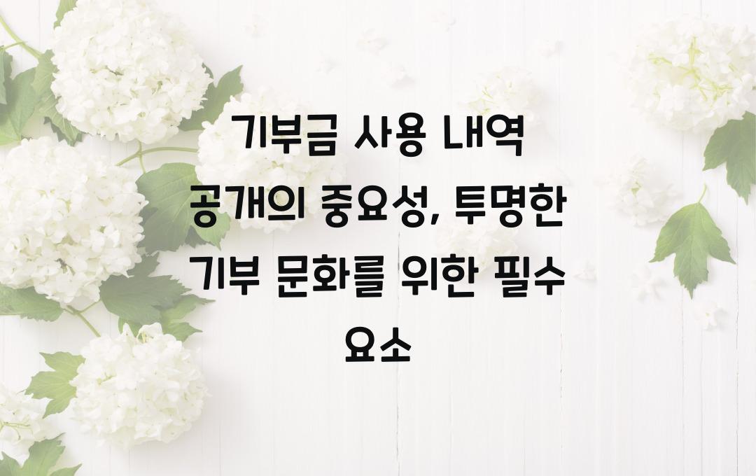기부금 사용 내역 공개의 중요성