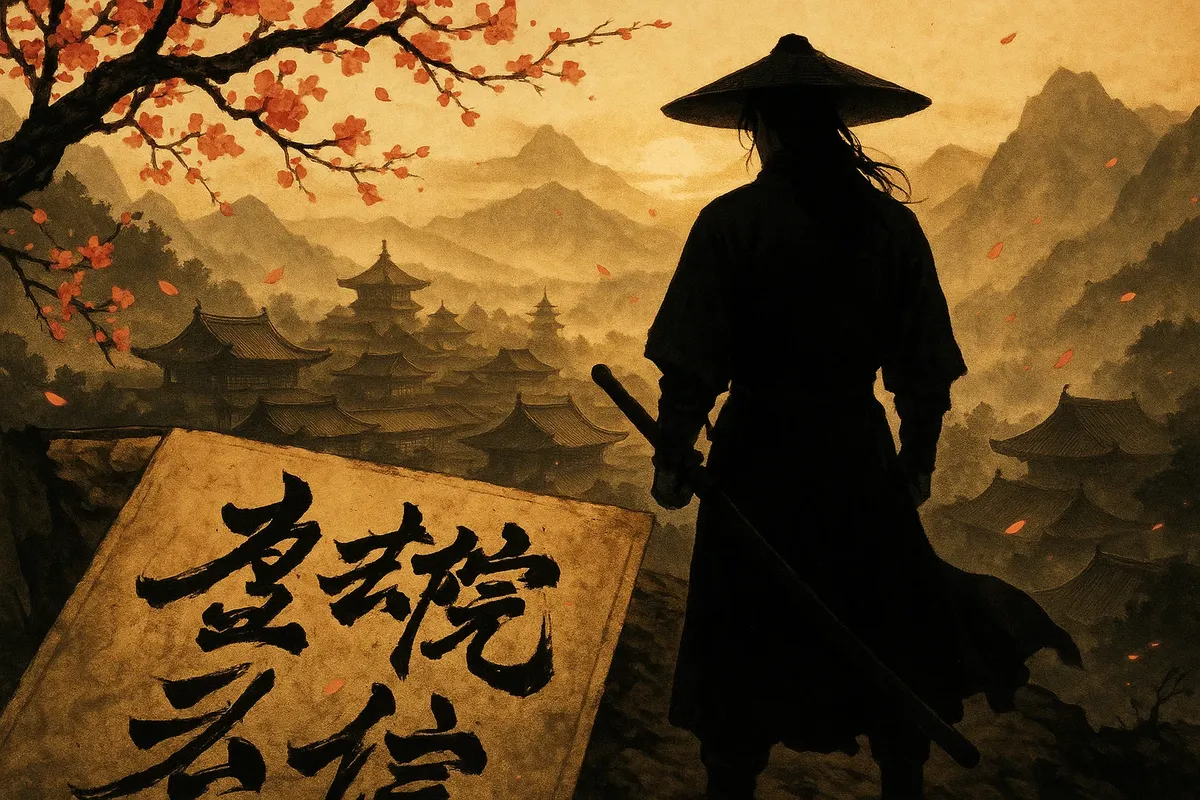 화산귀환 표지와 매화꽃이 흩날리는 화산파 배경, 매화검존 청명의 실루엣이 담긴 무협 웹소설 대표 이미지