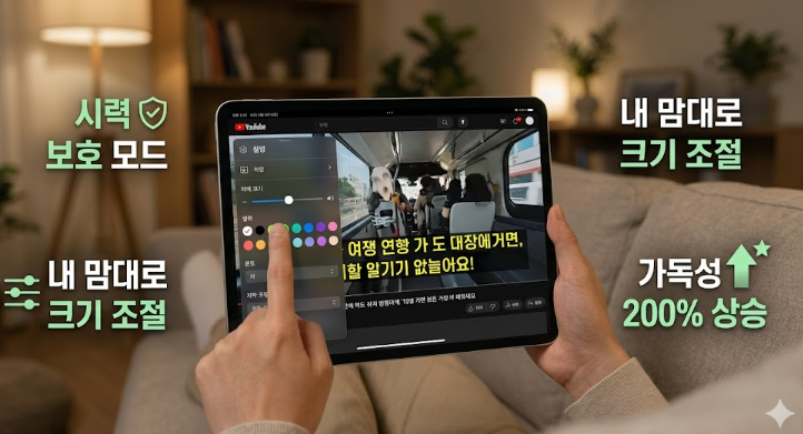 유튜브 자막 위치와 크기 내 마음대로! 시력 보호를 위한 자막 가독성 최적화 가이드