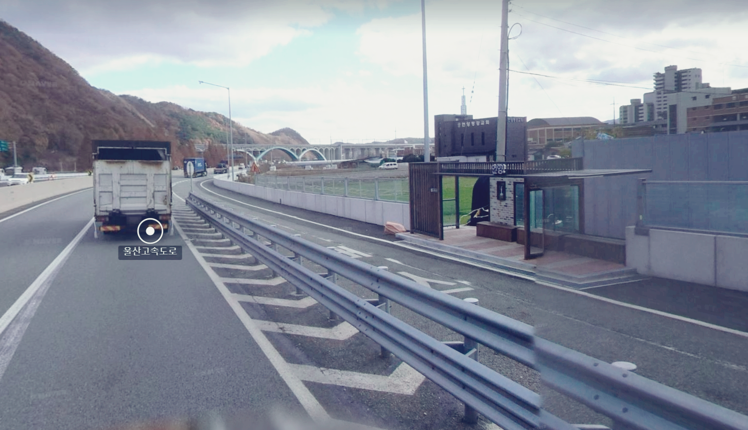 &lt;울산행&gt; 언양고등학교 후문 고속도로 정류장