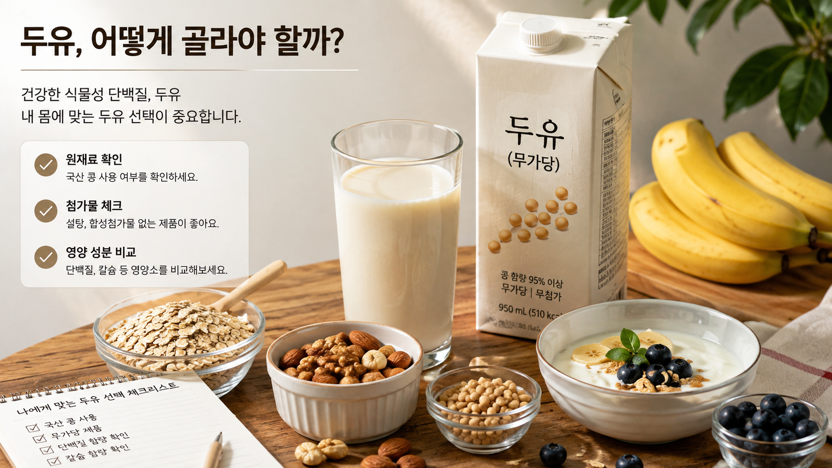 두유 고르는 법 2026|무가당·단백질·당류·원재료 영양성분표 확인법