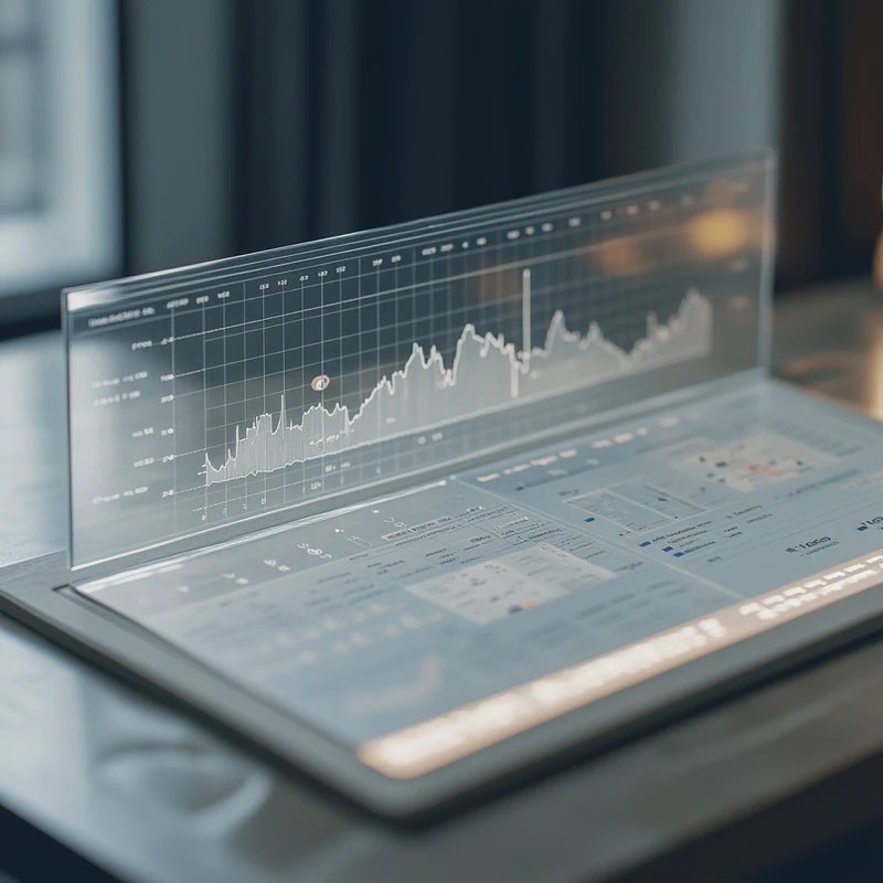 초보자를 위한 ETF 위험 및 수익 차트, 깔끔하고 현대적인 디자인, 명확성 및 이해를 초대, 부드러운 배경 조명, 지식 전달