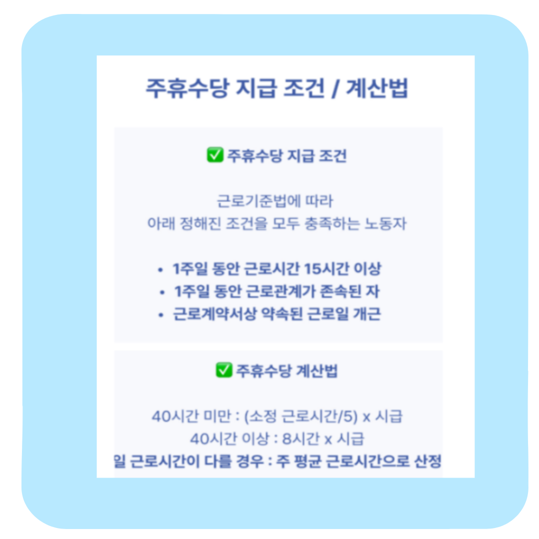 알바 주휴수당 계산 방법 및 조건(+후기 및 근로기준법 노동법)