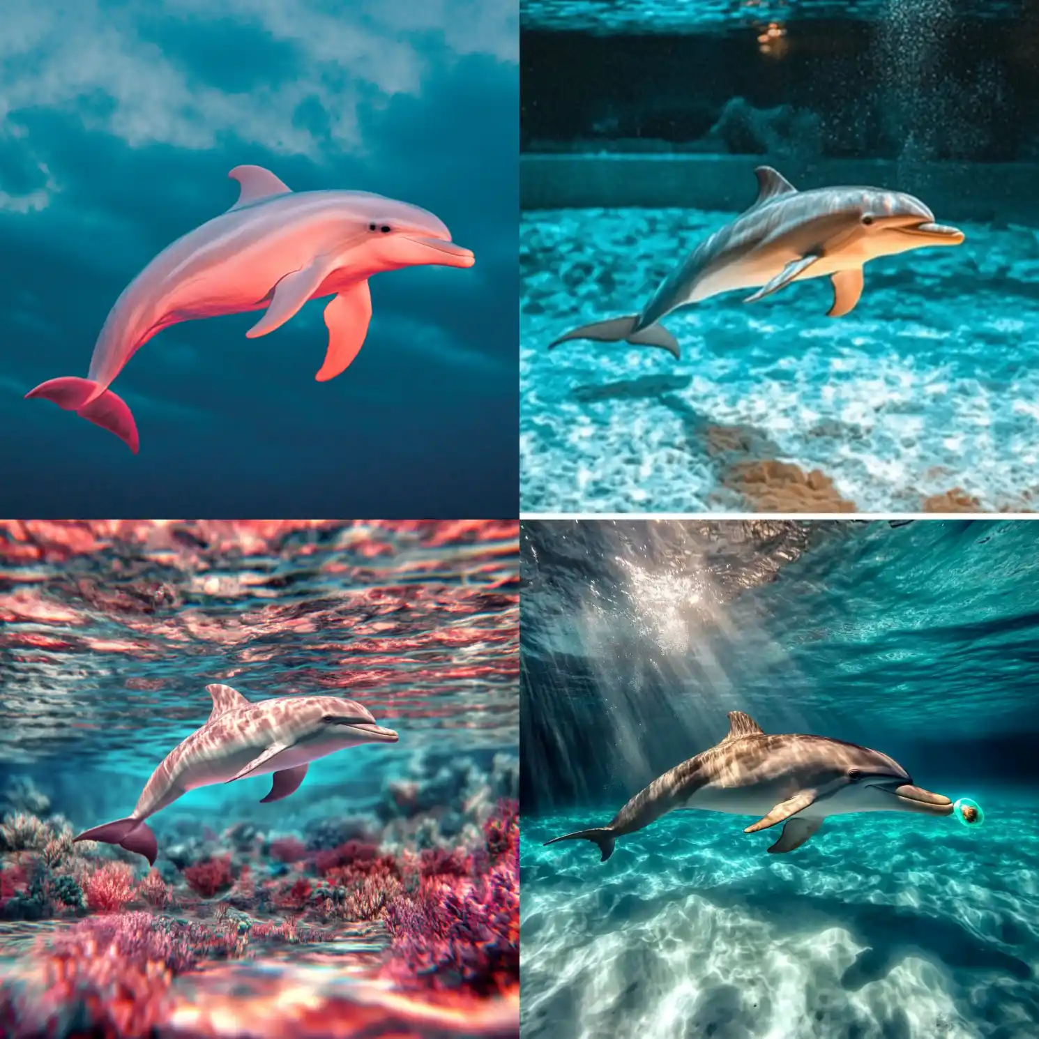 Glowing dolphin underwater --weird 1000