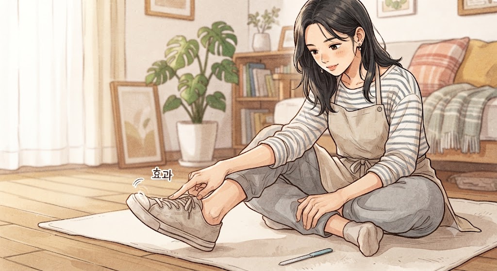 발에 맞는 신발을 신고 발가락을 살펴보기