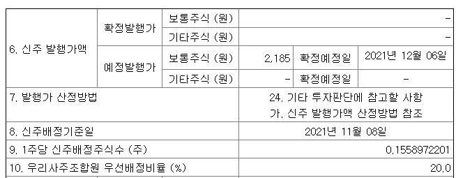 조일알미늄유상증자일정