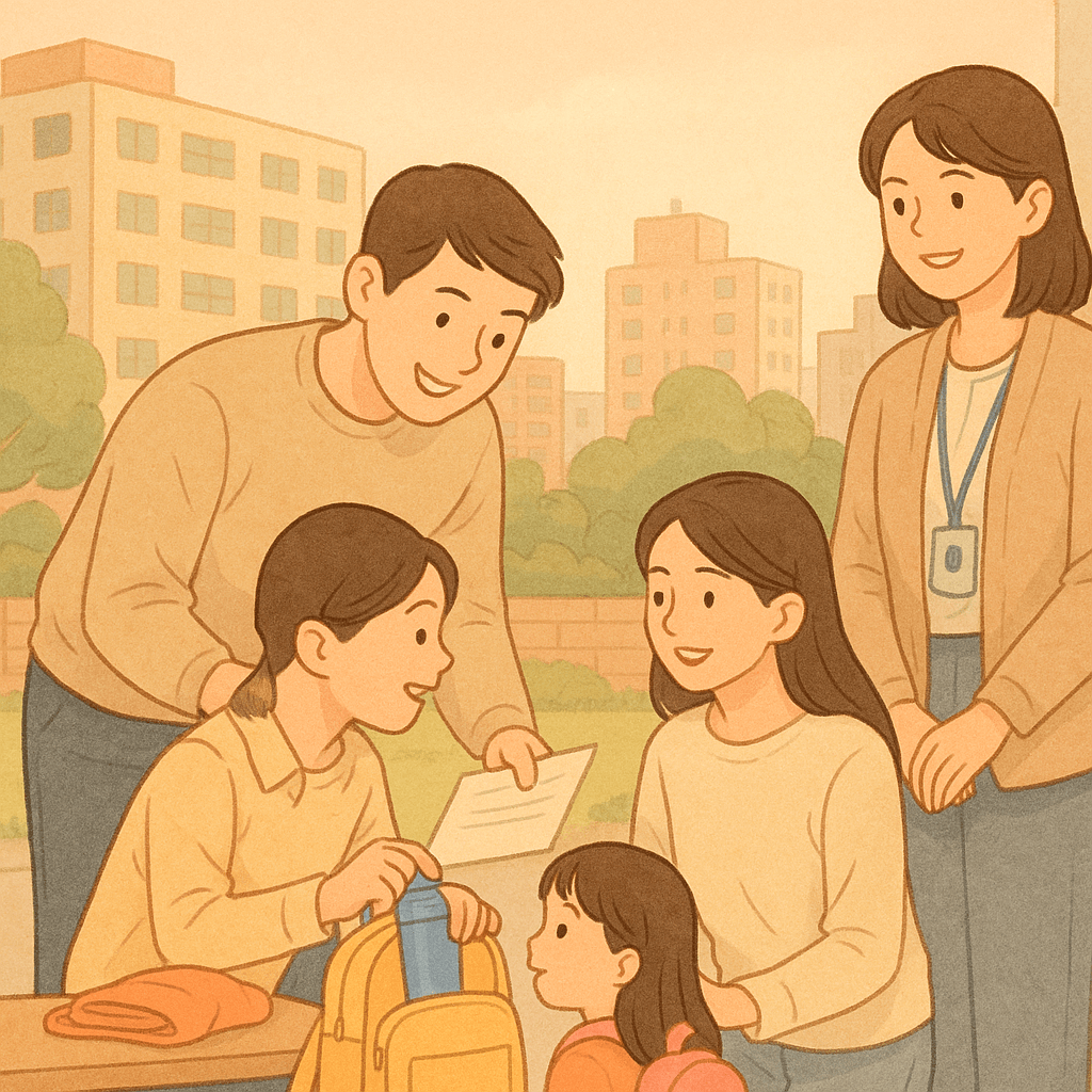 현장학습에 대해 가정과 협력하는 어린이집 교직원