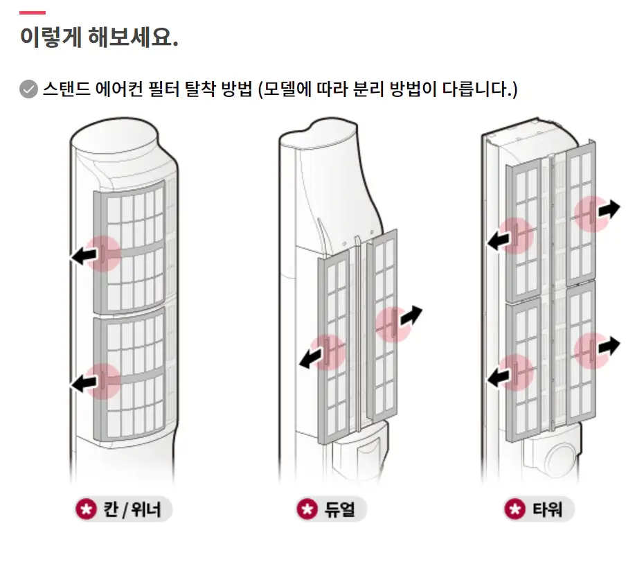 스탠드형 에어컨 셀프 청소 방법
