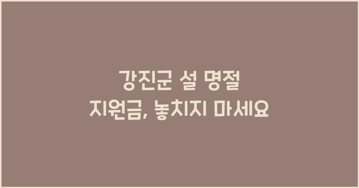 강진군 설 명절 지원금