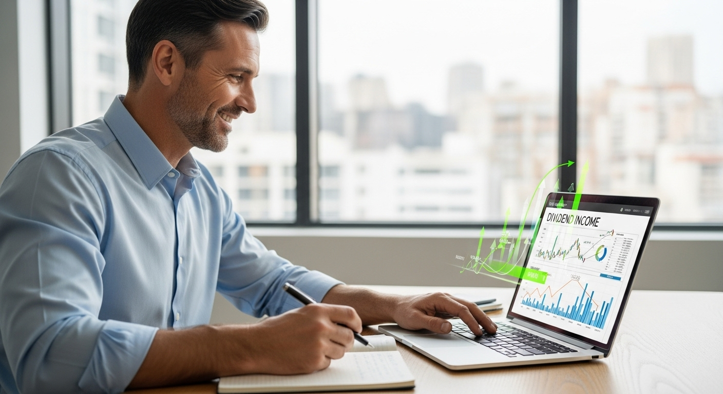 배당금 입금 내역을 확인하며 꾸준한 현금 흐름을 즐기는 투자자의 모습