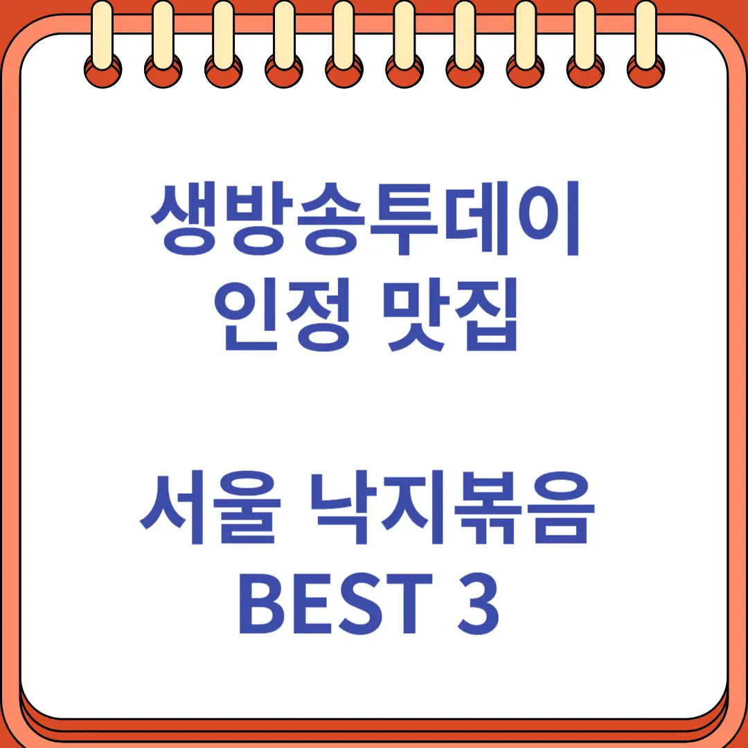 생방송투데이 서울 낙지볶음 Best