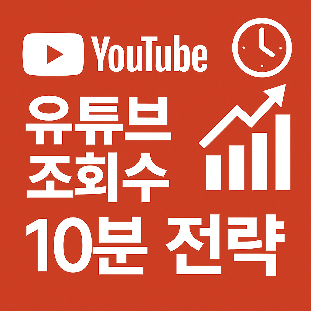유튜브 조회수 올리는 10분 전략을 설명하는 광고 최적화 썸네일 이미지