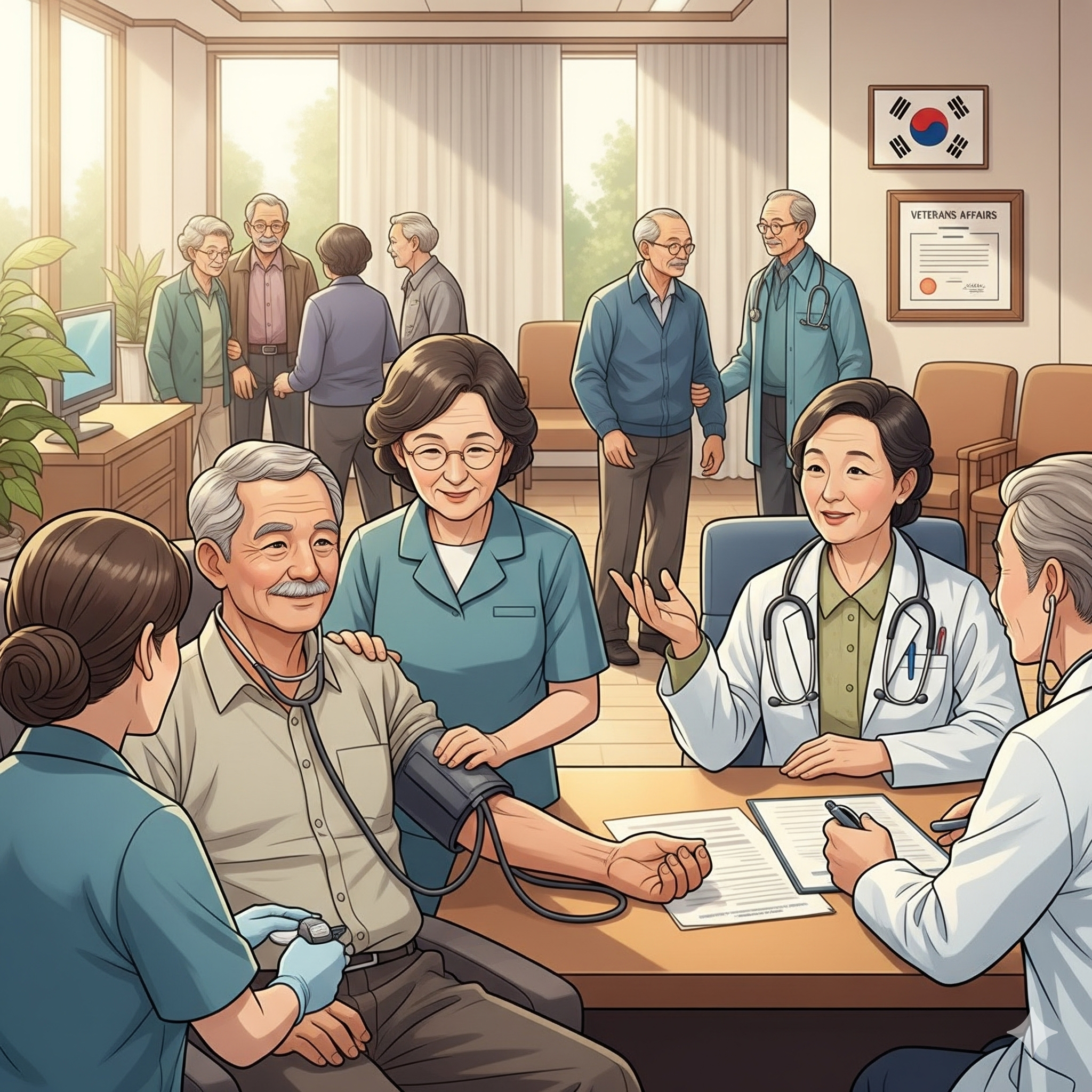 70대 국가유공자 어르신들이 보훈병원에서 건강 관리