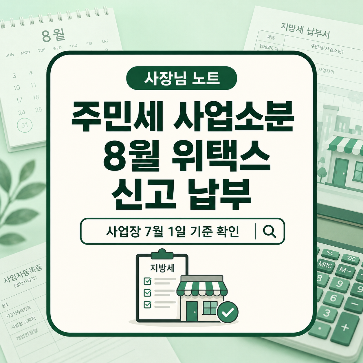 주민세 사업소분 납부 방법과 8월 위택스 신고 납부 기준을 정리한 사장님 노트 대표 이미지