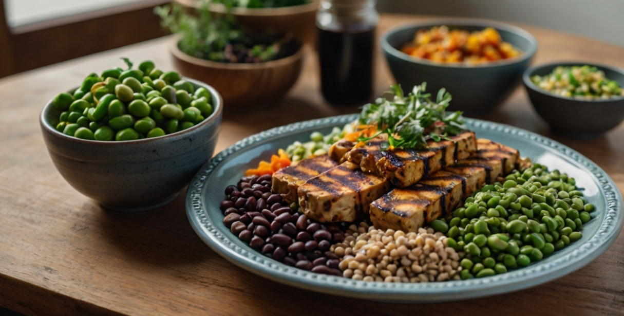 식물성 단백질이 풍부한 식품 관련 사진