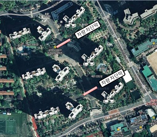 광명 두산위브 트레지움 차량 차단