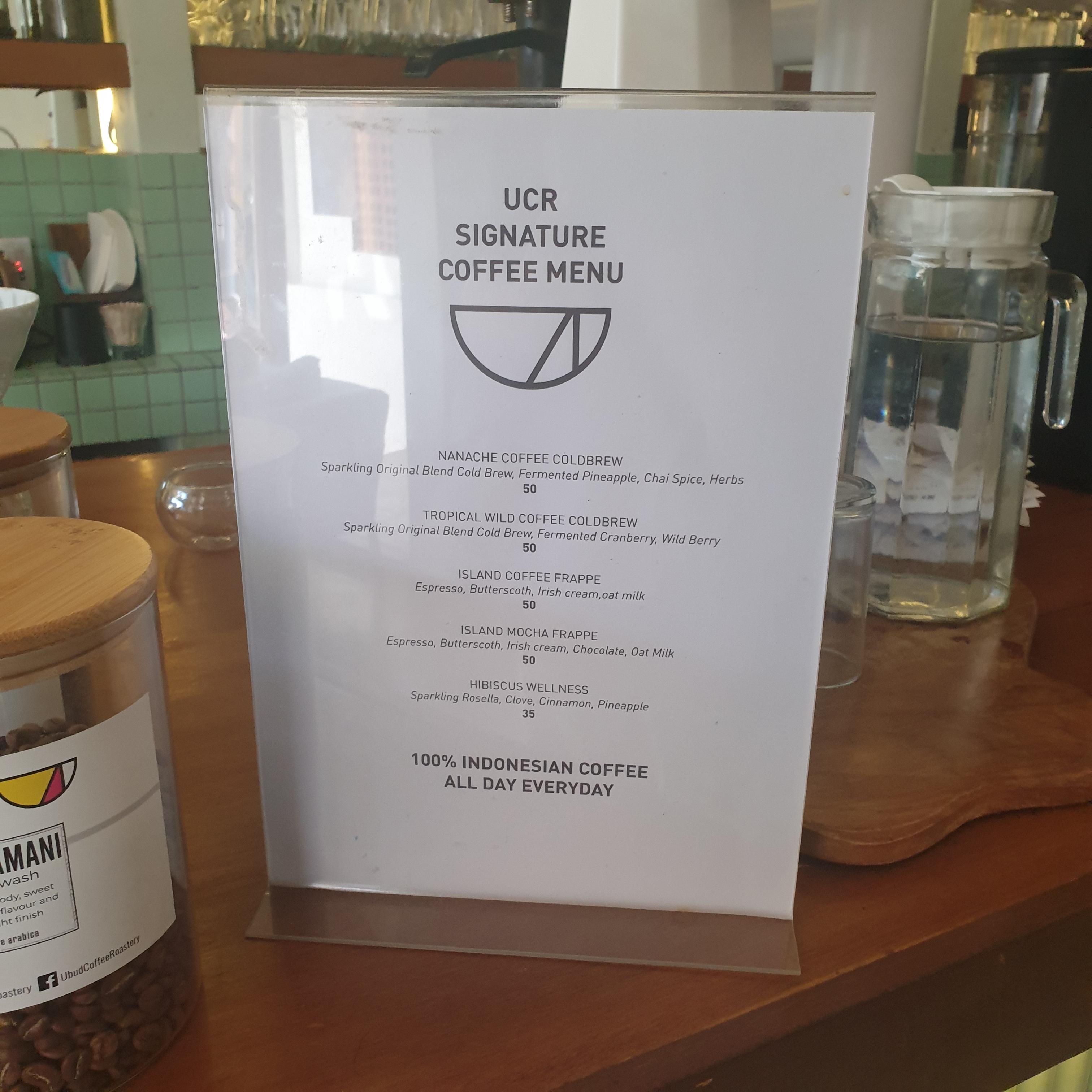 발리 카페 투어 : 우붓 커피 로스터리(Obud Coffee Roastery) _시그니처 커피 메뉴