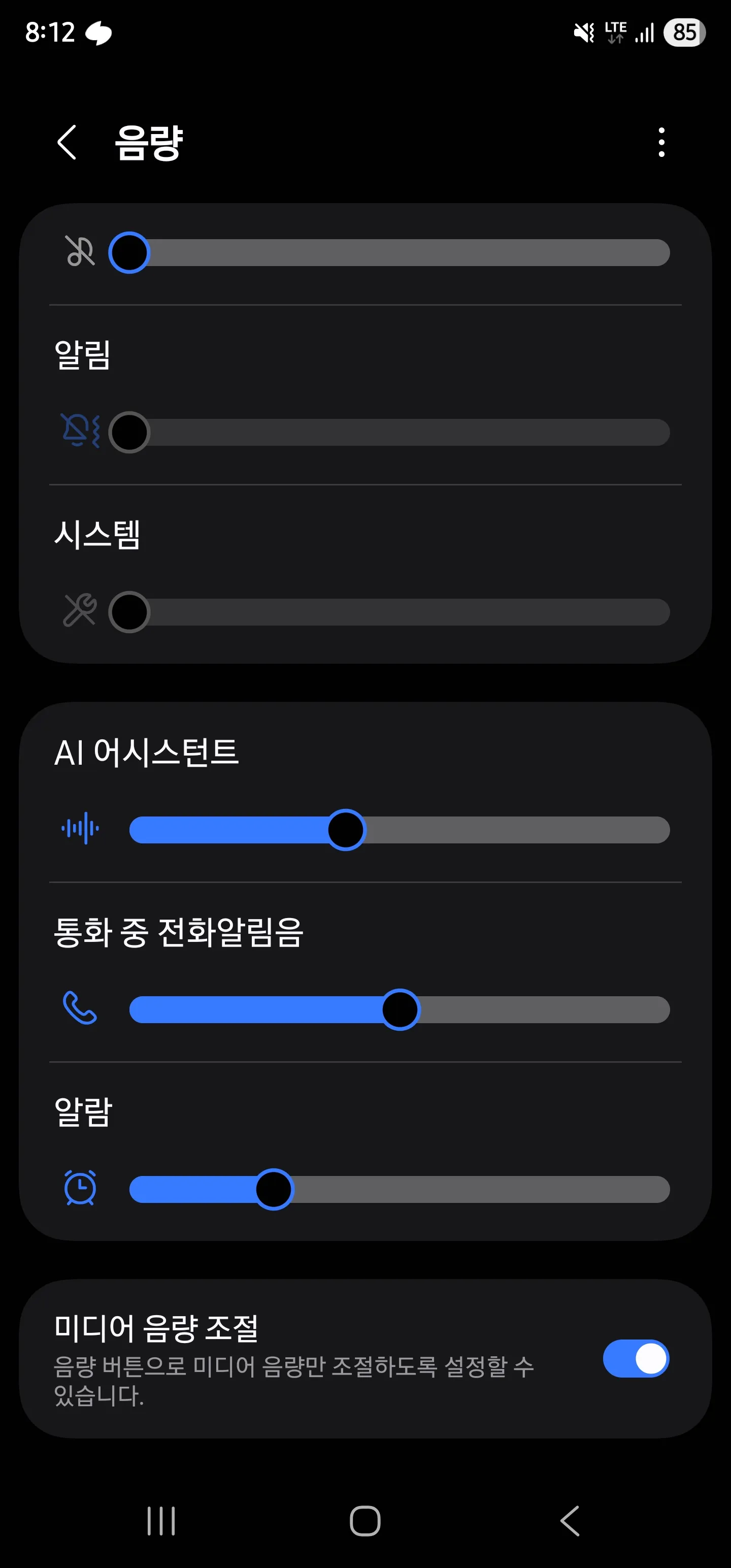 알람 음량