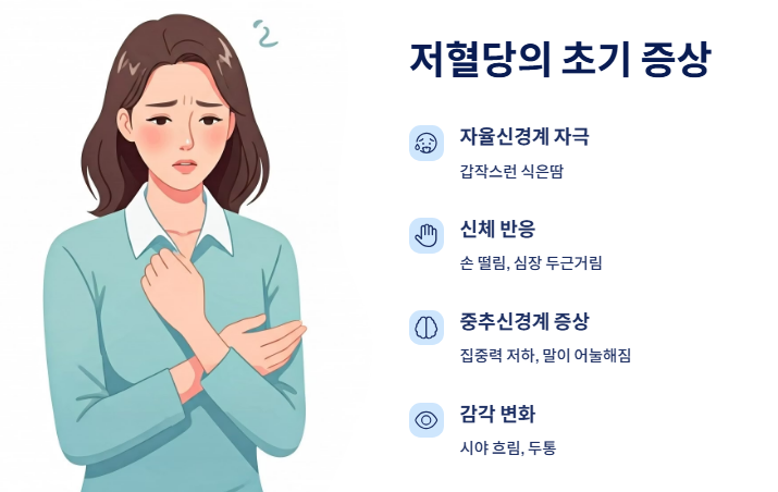 저혈당의 주요 증상은 어떤 것이 있나요?