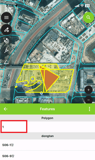 QField 피처선택