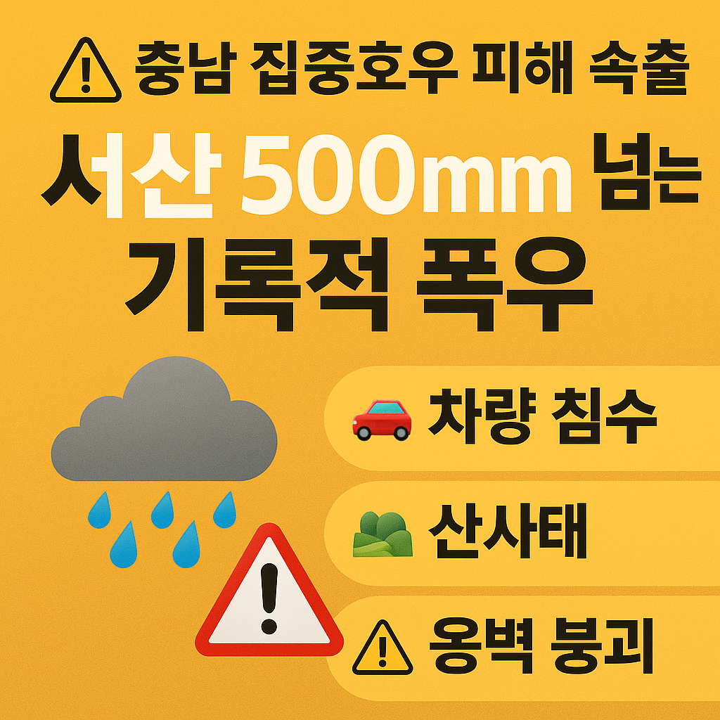 ⚠️ 충남에 쏟아진 괴물폭우…서산 500mm↑ 기록적 피해