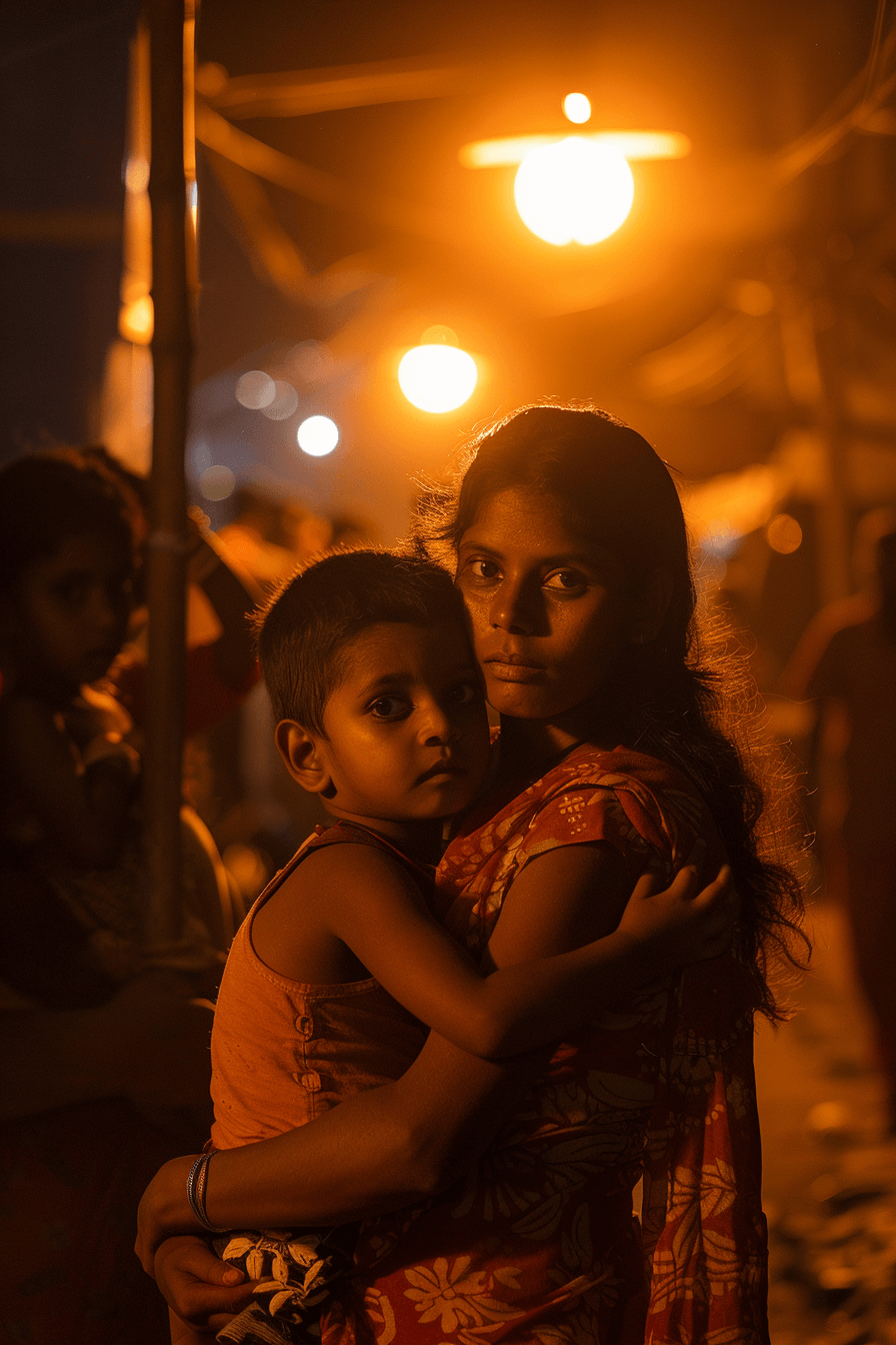 거리에서-아이를-안고-있는-여성-이미지