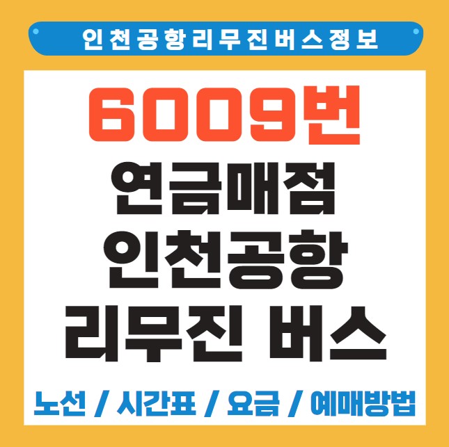 개포동 연금매점 인천공항 리무진 버스 노선 시간표 요금 예약 방법 6009번