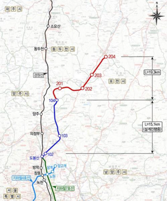 7호선 연장 노선도