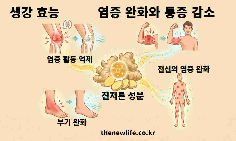 생강 효능 염증 완화 통증 감소