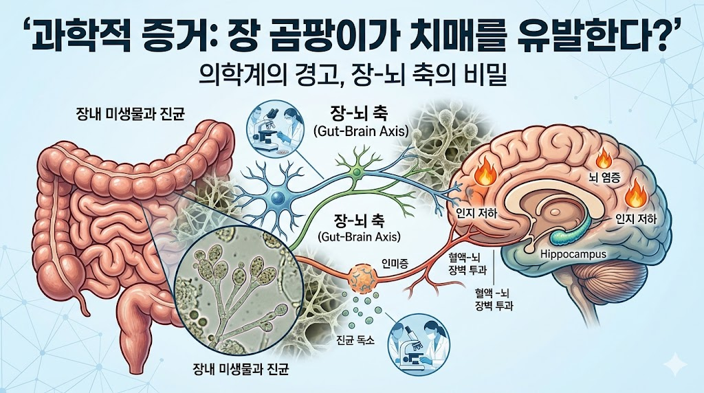 장 곰팡이가 치매 원인이 된다는 최신 의학계 연구 결과와 장-뇌 축 메커니즘 썸네일