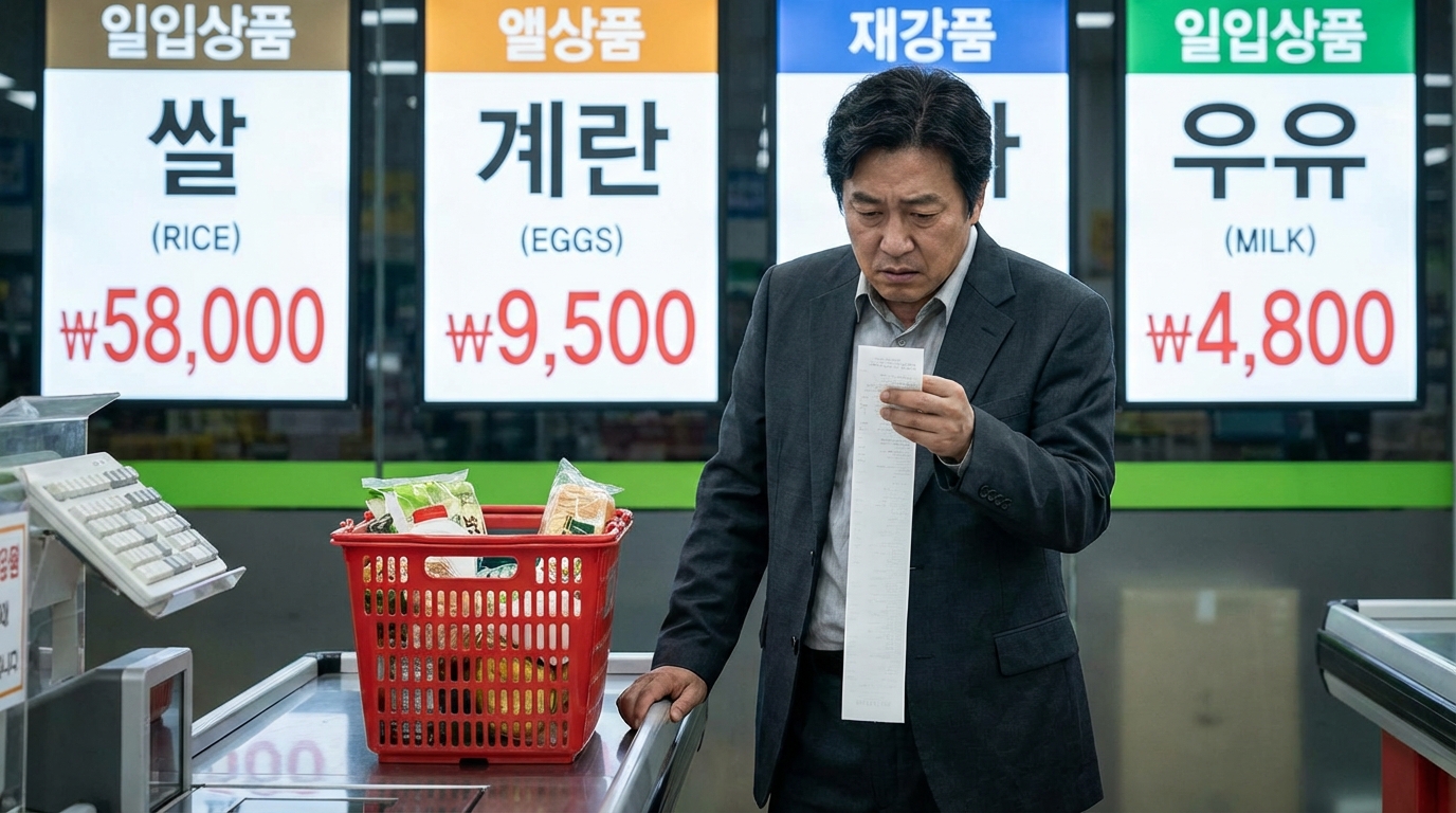 물가 상승으로 인해 실질 임금이 삭감된 직장인의 고뇌하는 모습