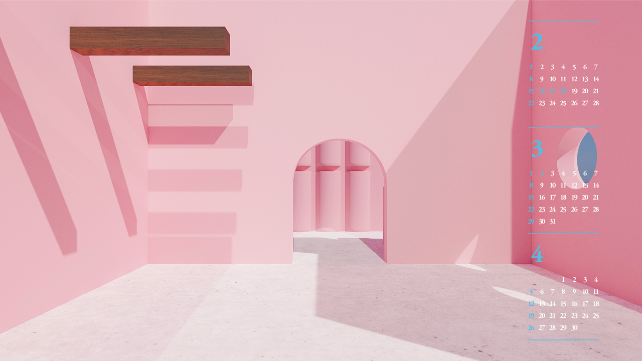 06 핑크 구조물 B - 2026년3월 달력배경화면