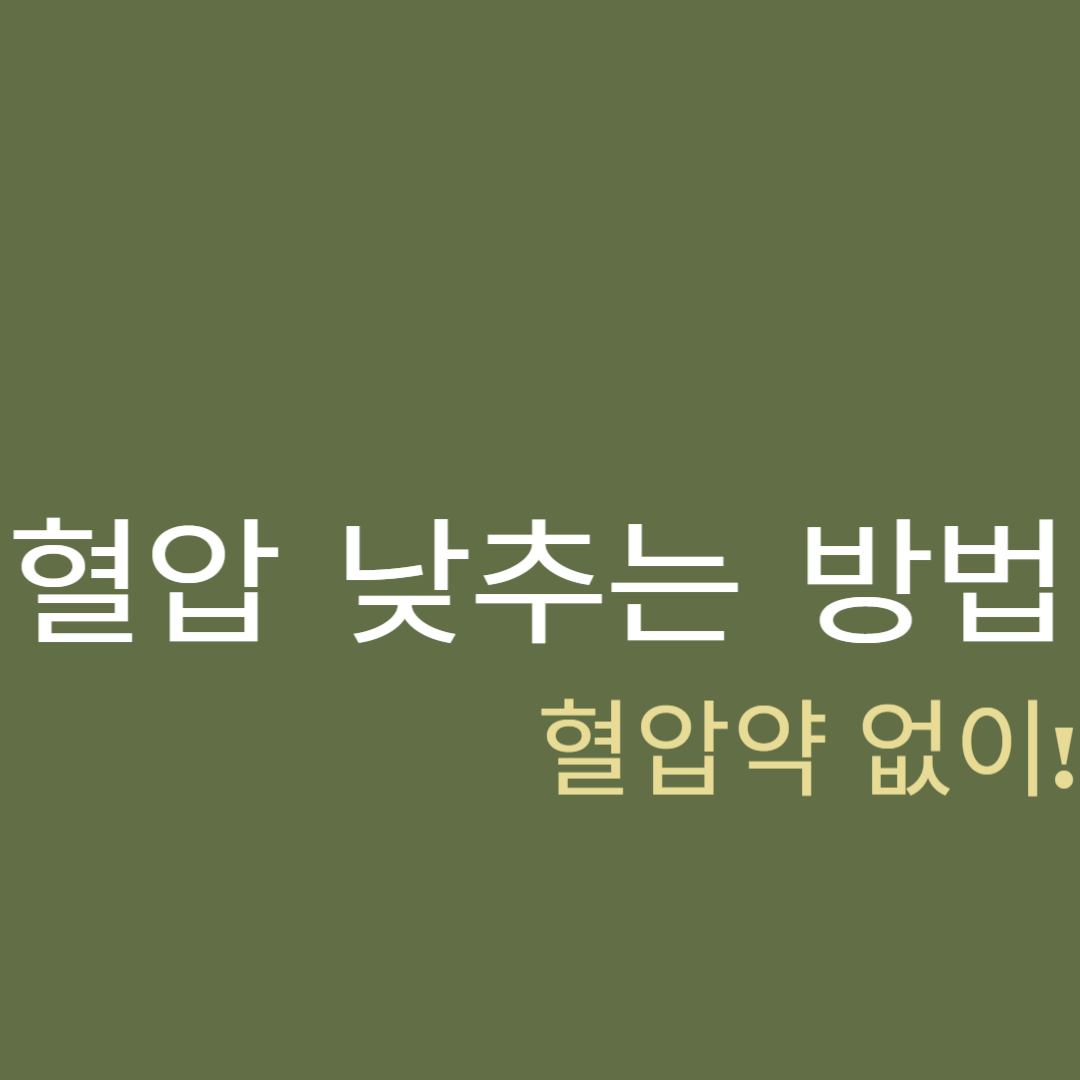 혈압약 없이 혈압 낮추는 법