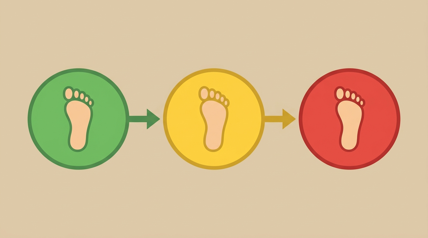 발바닥 통증 경과 관찰 병원 방문 판단 흐름 일러스트