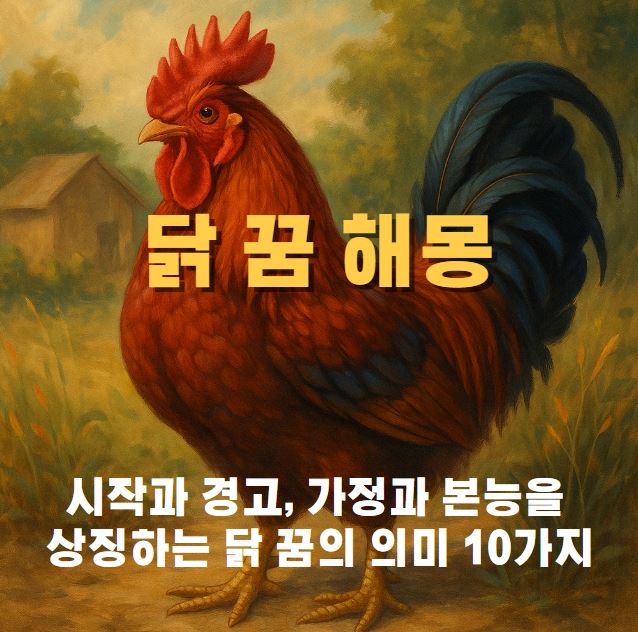 마당에 서있는 닭의 그림