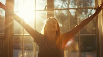 창가에서-기지개를-켜며-활짝-웃는-사람