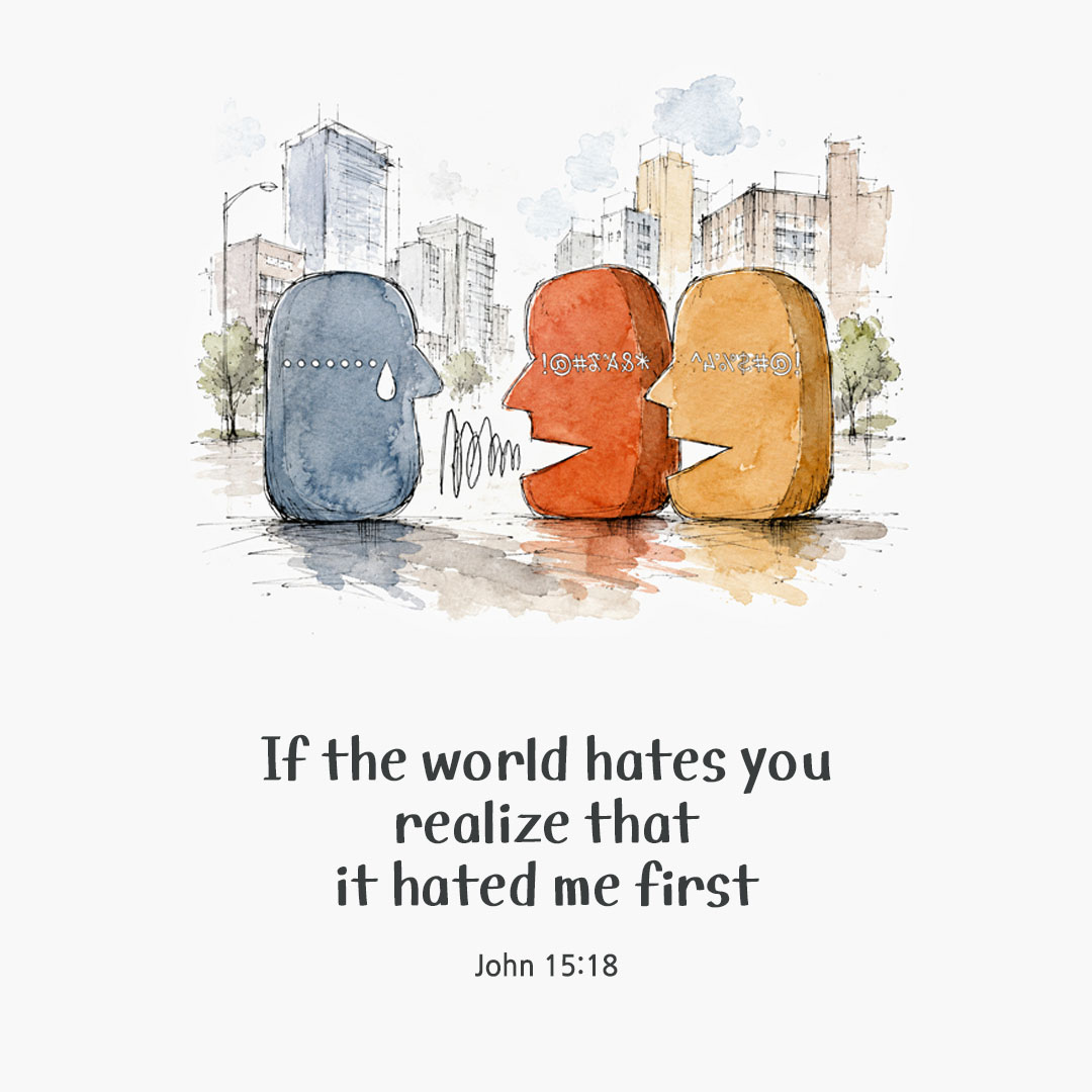 Today's Bible verse card John 15:18 scripture image