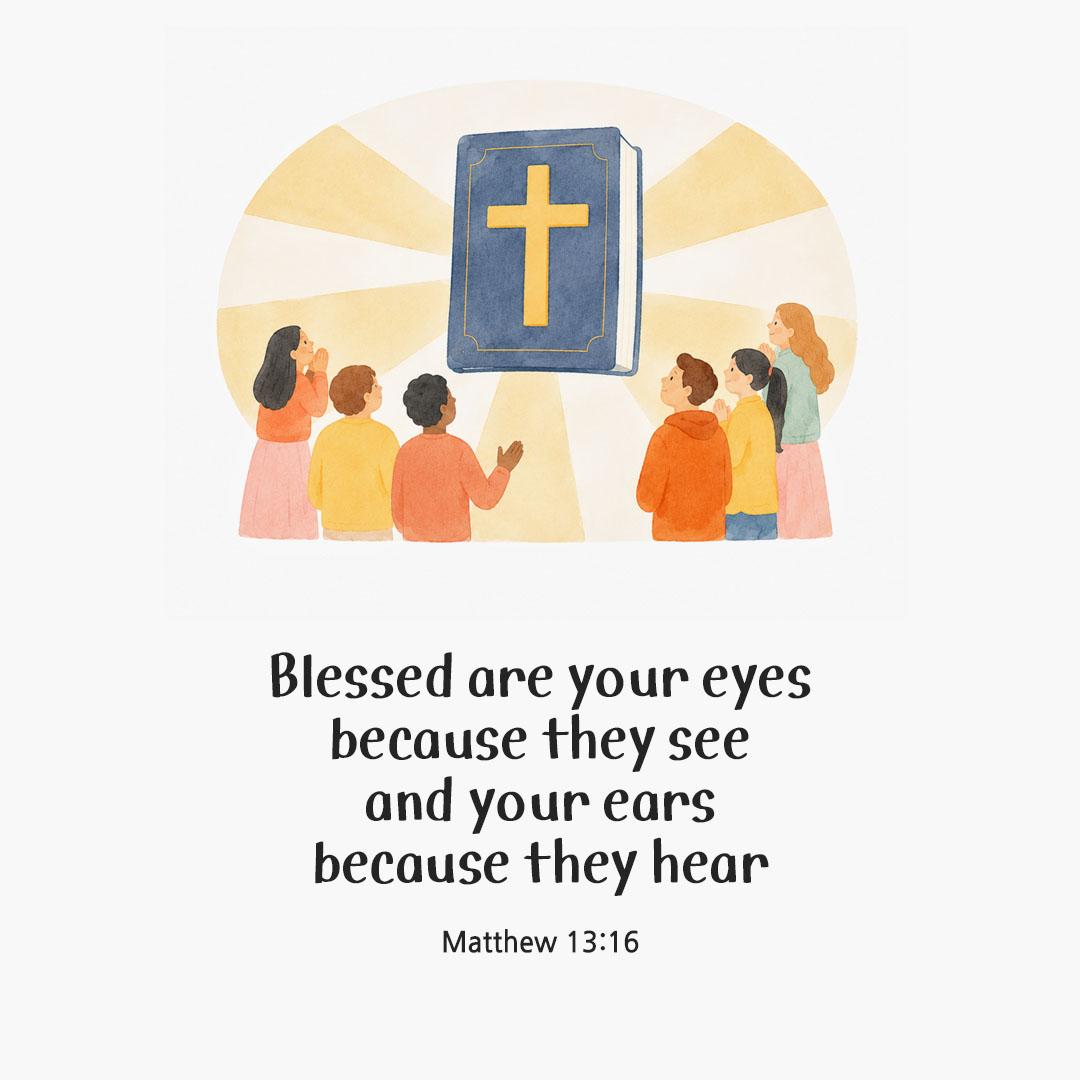 Today's Bible verse card Matthew 13:16 scripture image