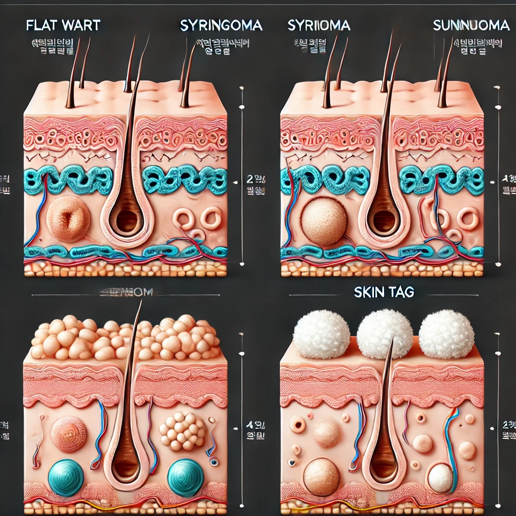 얼굴 피부 트러블 (비립종, 좁쌀여드름, 쥐젖, 편평사마귀,한관종) 이미지