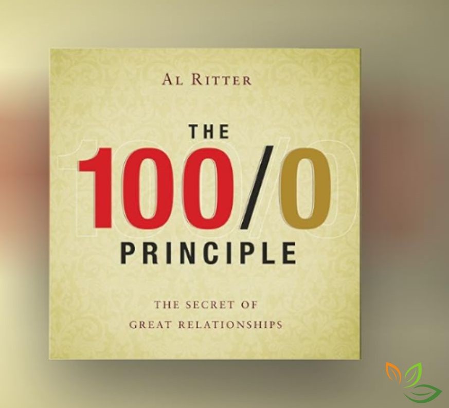 Al Ritter의 100/0 Principle 책 표지 - 위대한 관계의 비밀을 다룬 인간관계 개선서 via canva