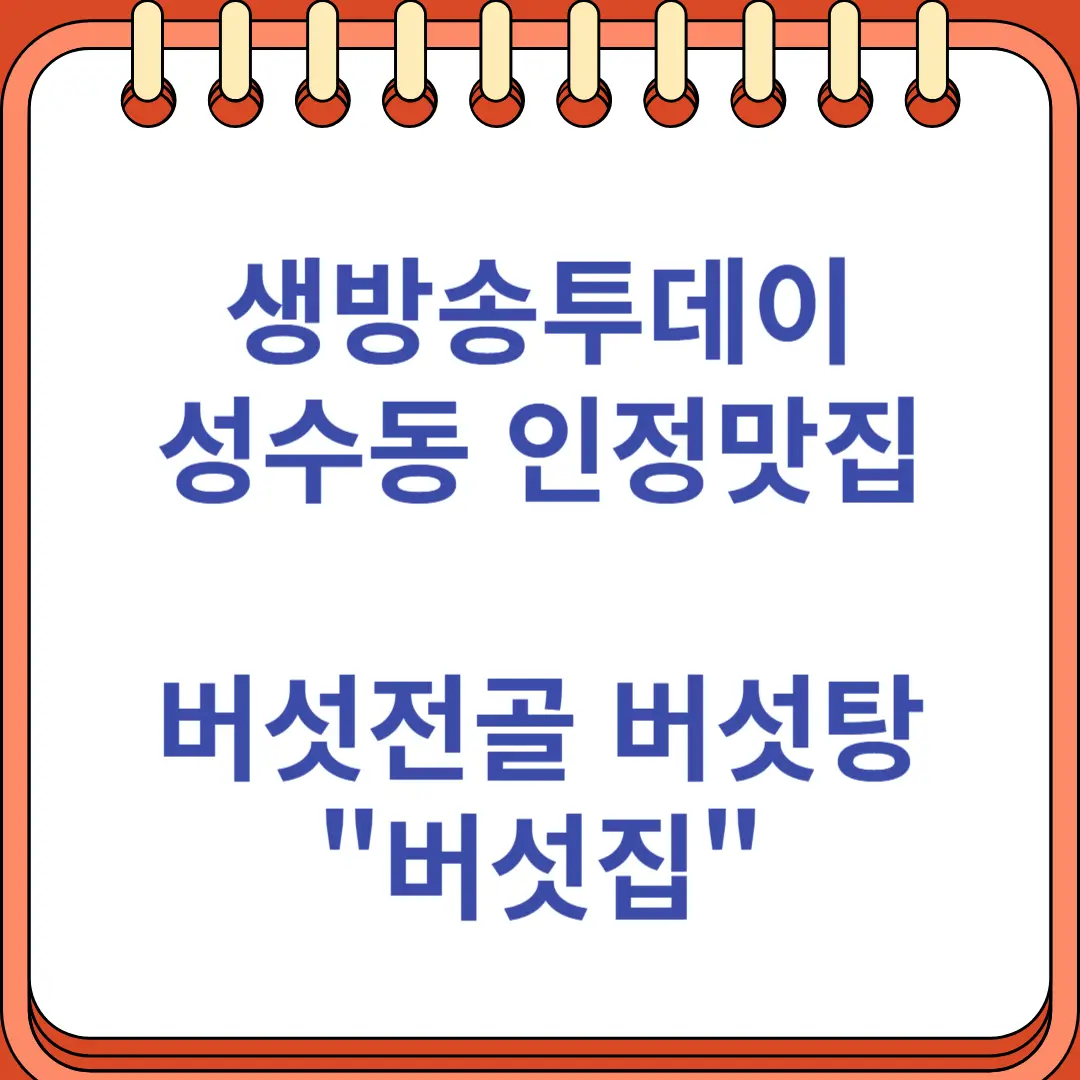 생방송투데이 성수동 버섯전골 버섯탕 인정맛집