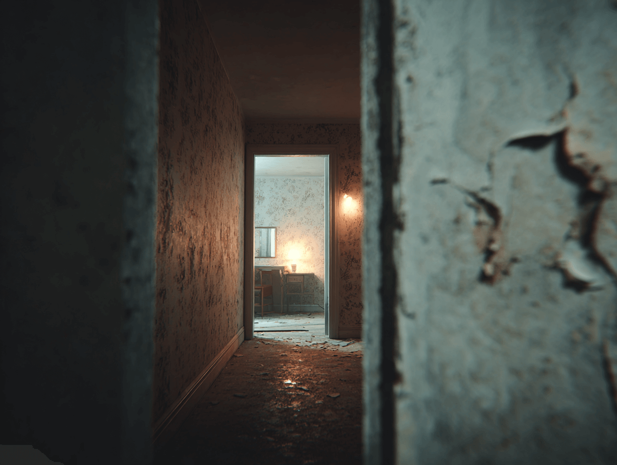 벽이-노후된-오래된-아파트의-복도