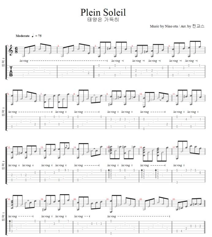 태양은 가득히 영화 줄거리 노래 결말 주제곡 악보