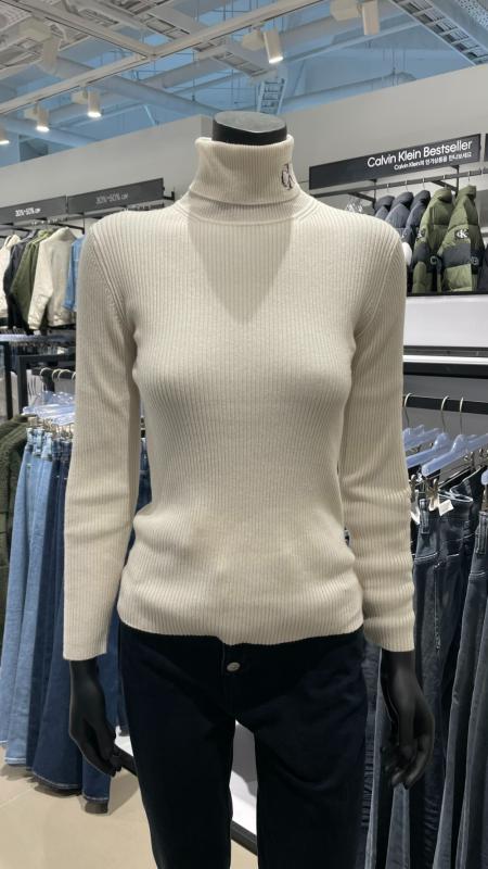 Calvin Klein Jeans 여성 립 터틀넥 스웨터 J214821-AEO