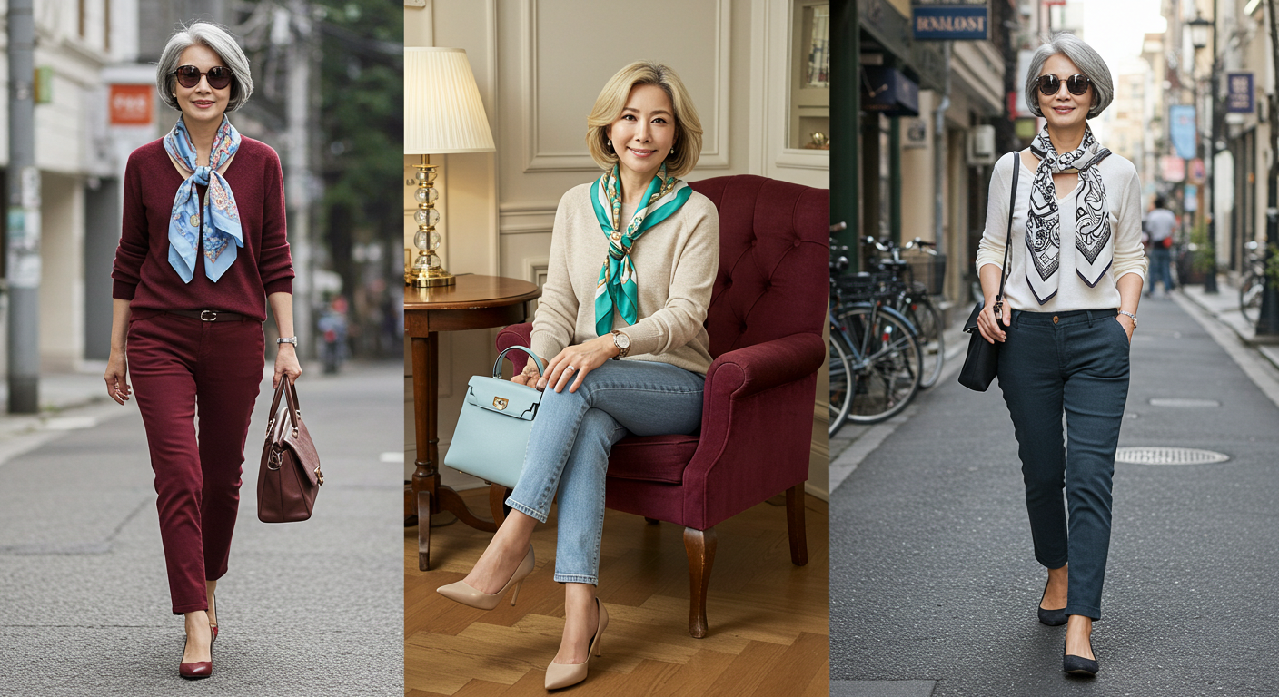 중년 여성 동안 패션