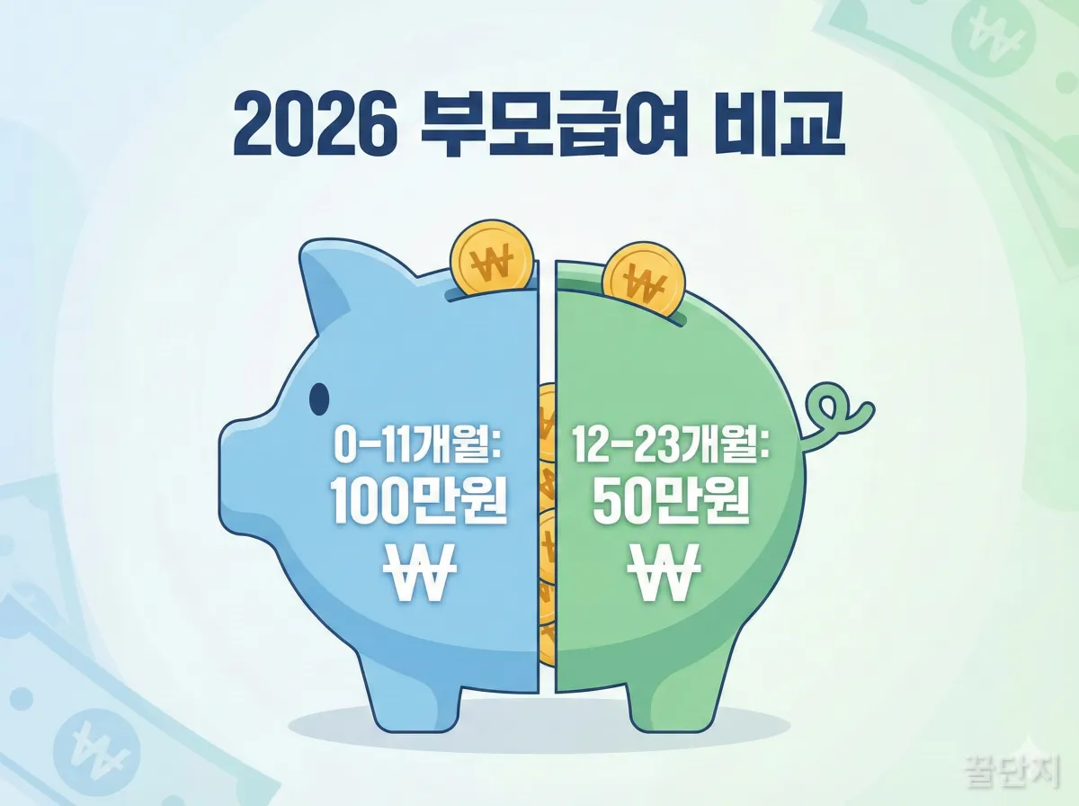 2026년 부모급여 개월수별 지원 금액 인포그래픽