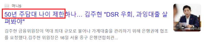 50년만기 주택담보대출 기사